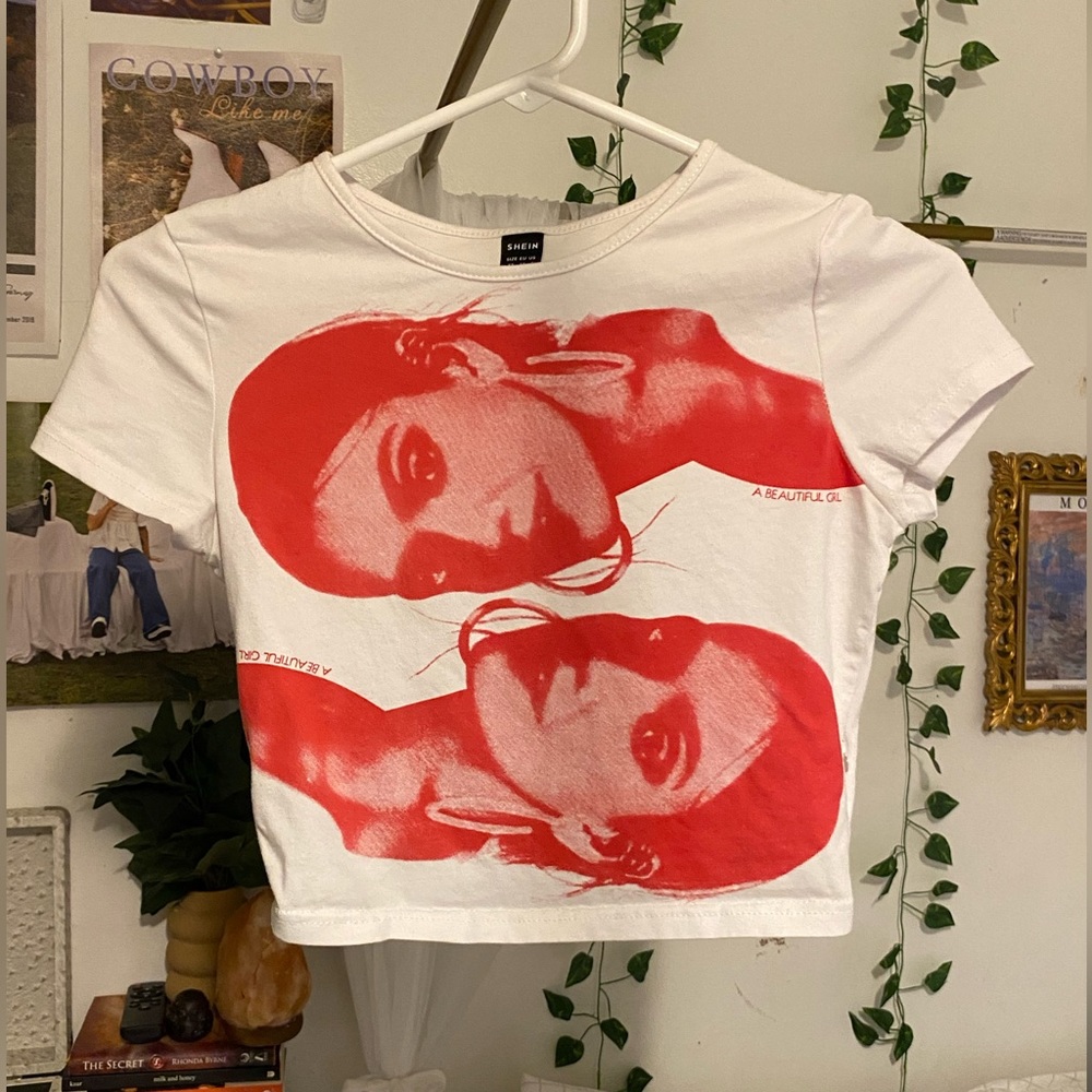 “Beautiful Woman” White & Red Croptop